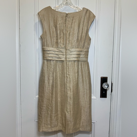 Jessica V Neck Gold Shimmery Fully Lined Cocktail Dress - Size 10 - Picture 2 of 5